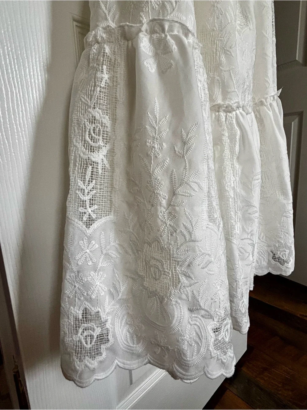 Altar'd State Cream Lace Tiered Maxi Skirt